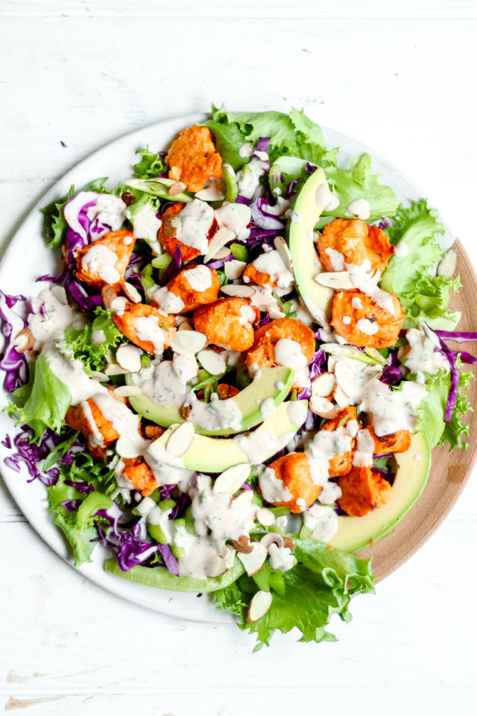 Crunchy Buffalo Cauliflower Salad With Barbecue Ranch — Baked Greens